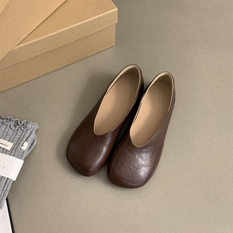 Damen Ballerina-Pantoletten mit weichem Leder und bequemem Fußbett EB