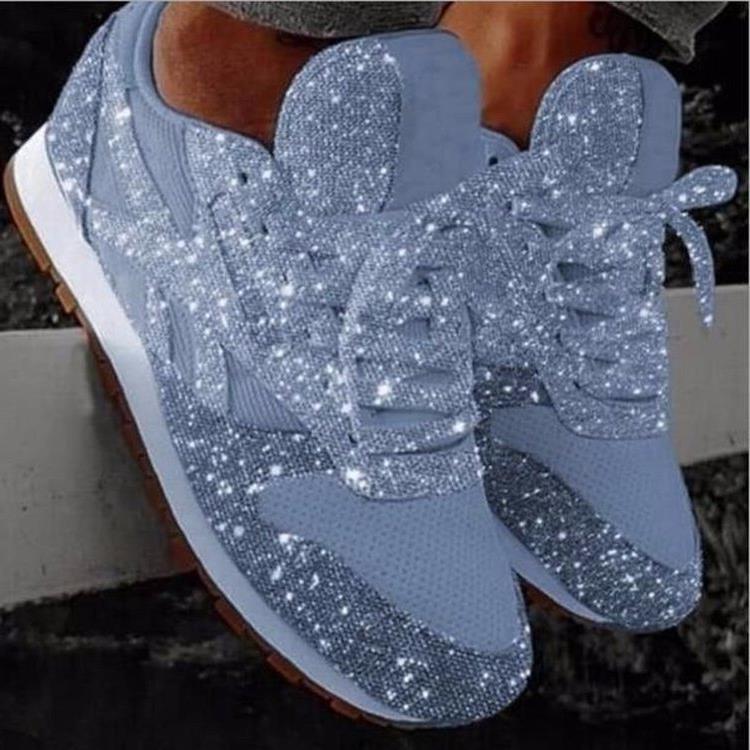 Damen Glitzernde Sport Sneakers EB