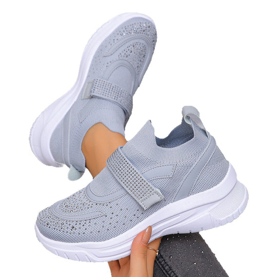 Damen Sportliche Sneakers mit Glitzer-Applikationen EB