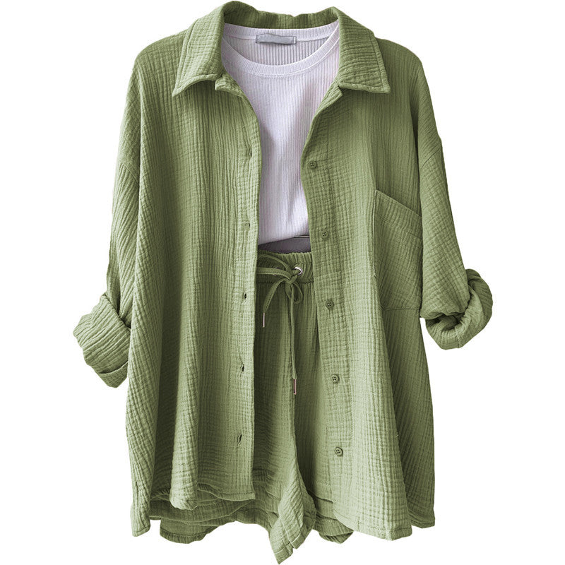 Damen lässige Oversized-Hemdjacke mit Gürtel EB