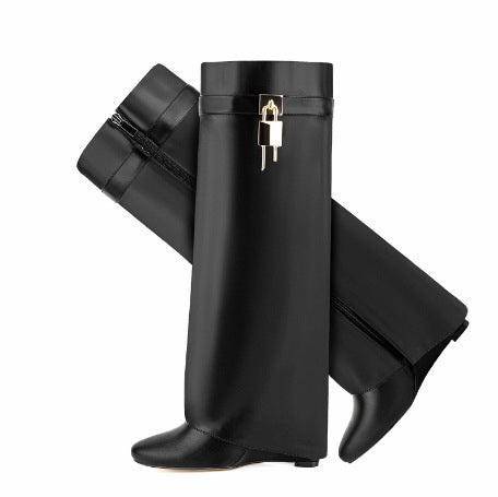 Femme Über-die-Knie-Fashion-Stiefel mit skulpturalem Design EB
