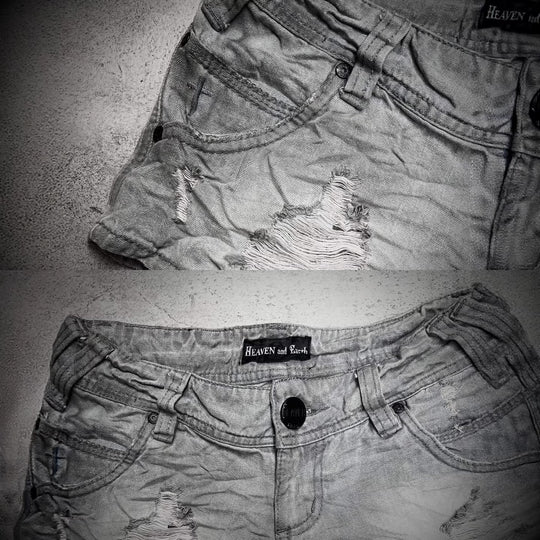 Damen trendy Jeans-Shorts mit distressed Details EB