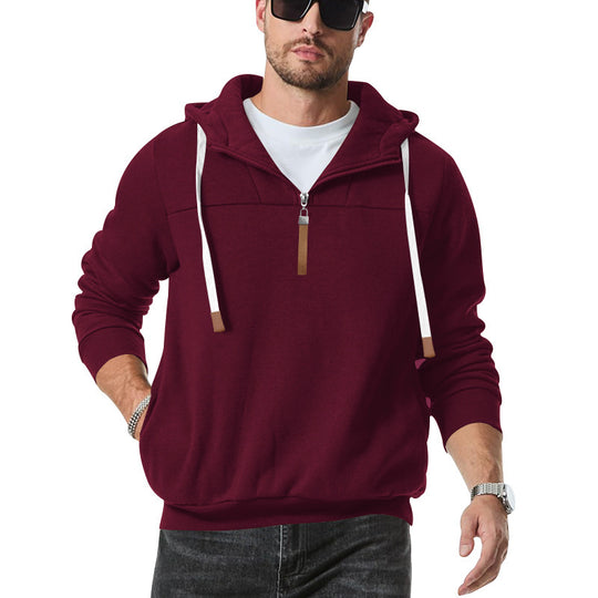 Herren modischer Kapuzenpullover mit Reißverschluss und dekorativen Details EB