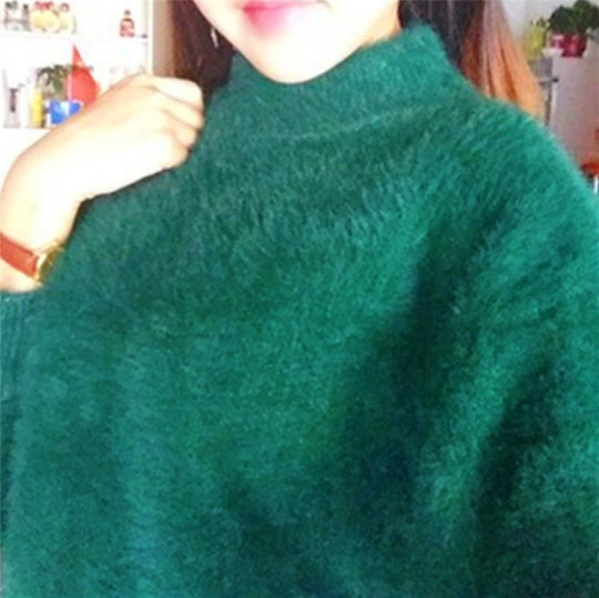 Damen Flauschiger Mohair-Mix Pullover mit Stehkragen und Oversize-Silhouette EB