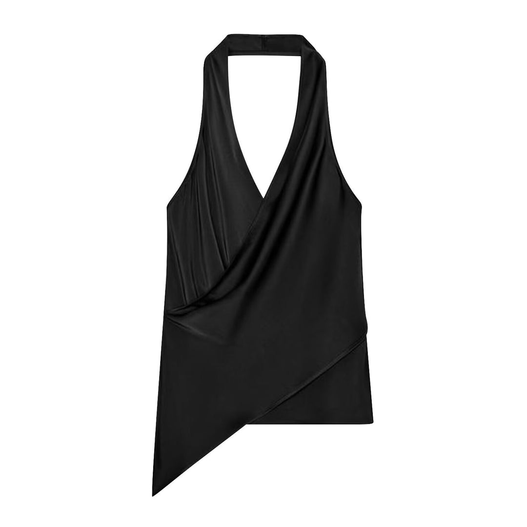 Damen Wickeloberteil aus fließendem Satin mit elegantem Rückenausschnitt EB