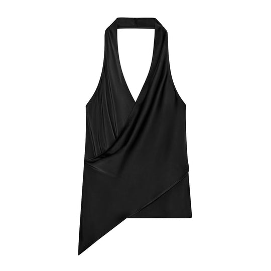 Damen Wickeloberteil aus fließendem Satin mit elegantem Rückenausschnitt EB