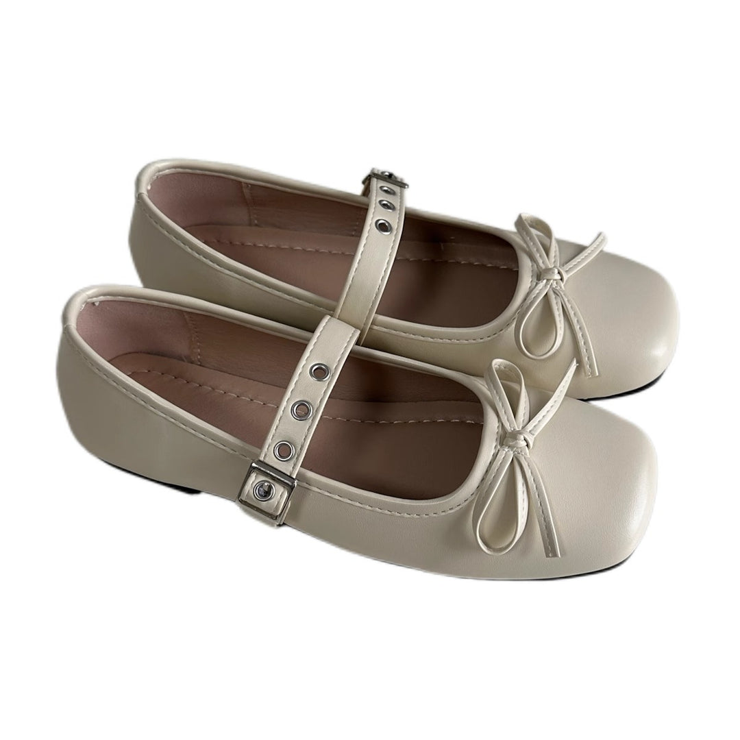 Damen Ballerinas mit dekorativem Schleifenakzent und verstellbarem Riemen EB