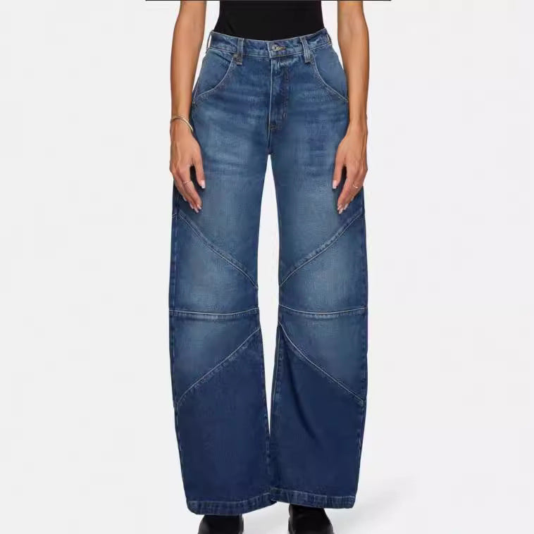 Damen breite Jeans mit einzigartigem Nahtdesign im angesagten Stil EB