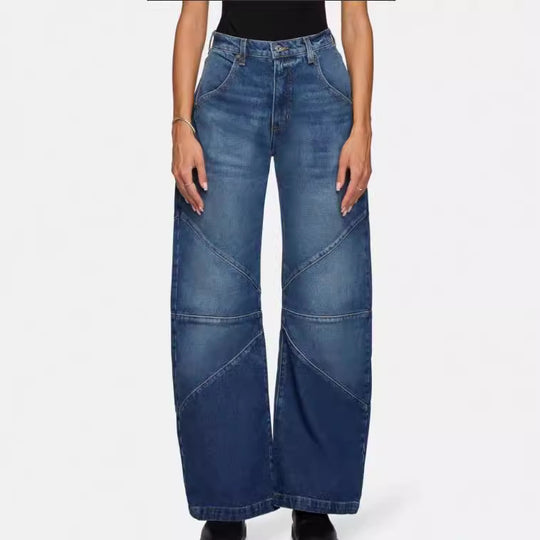 Damen breite Jeans mit einzigartigem Nahtdesign im angesagten Stil EB