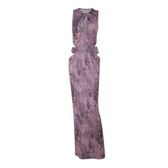 Damen Fließendes Maxikleid mit asymmetrischem Ausschnitt und Taillengürtel EB
