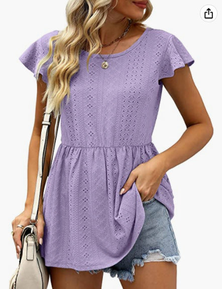 Damen Sommerliches Blusenshirt mit Rüschendetails EB