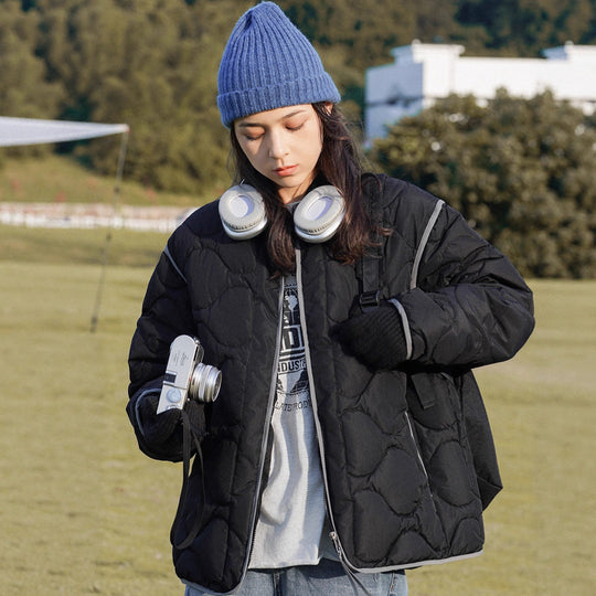 Damen wattierte Freizeitjacke mit gestepptem Design und praktischen Taschen EB