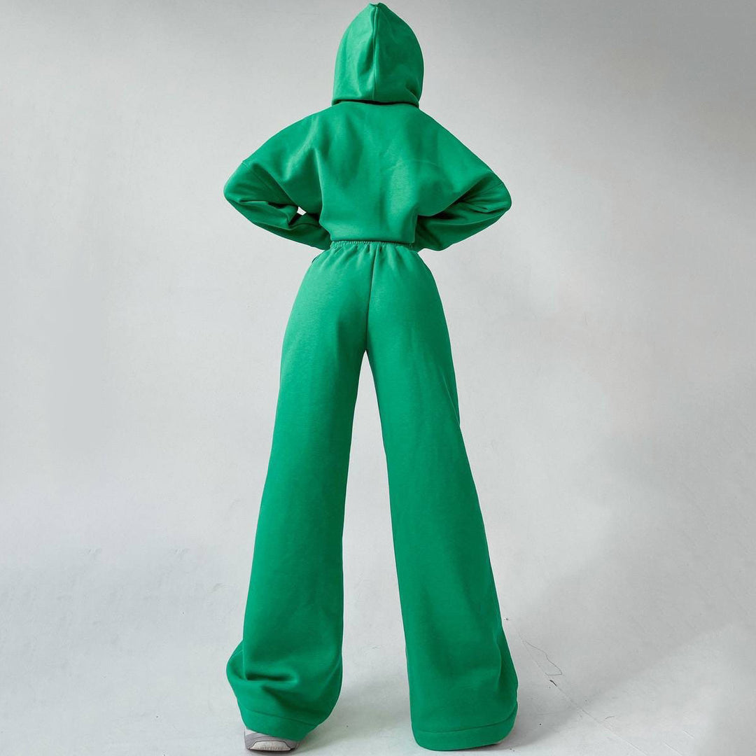 Damen lässiges Oversized Hoodie- und Wide Leg Hosen Set EB