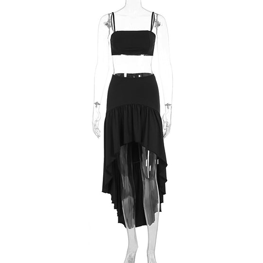 Damen Set aus Crop-Top und asymmetrischem Maxirock EB