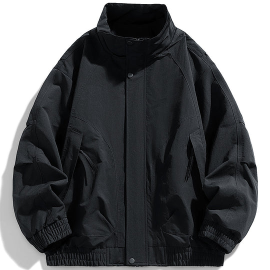 Herren moderner Utility-Blouson mit Stehkragen, verdeckter Druckknopfleiste und elastischem Saum EB