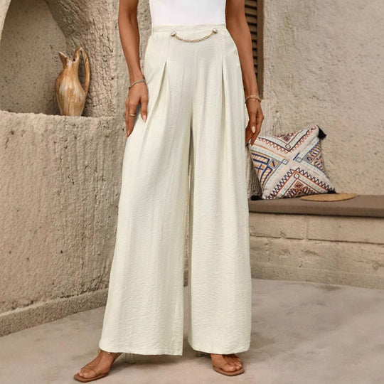Damen Weit geschnittene Palazzo-Hose mit eleganter Faltenlegung EB