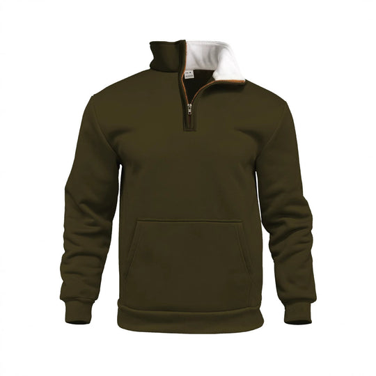 Herren sportlicher Kapuzenpullover mit halbem Reißverschluss und praktischer Kängurutasche EB
