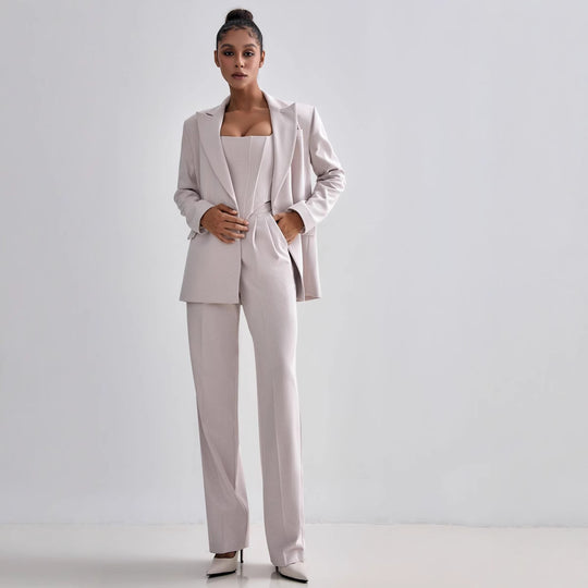 Damen Blazer mit Taillengürtel und schickem Revers EB