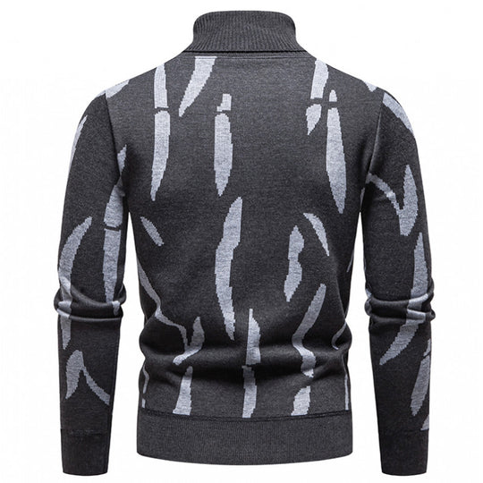 Herren modischer Pullover mit Stehkragen und einzigartigem Muster EB