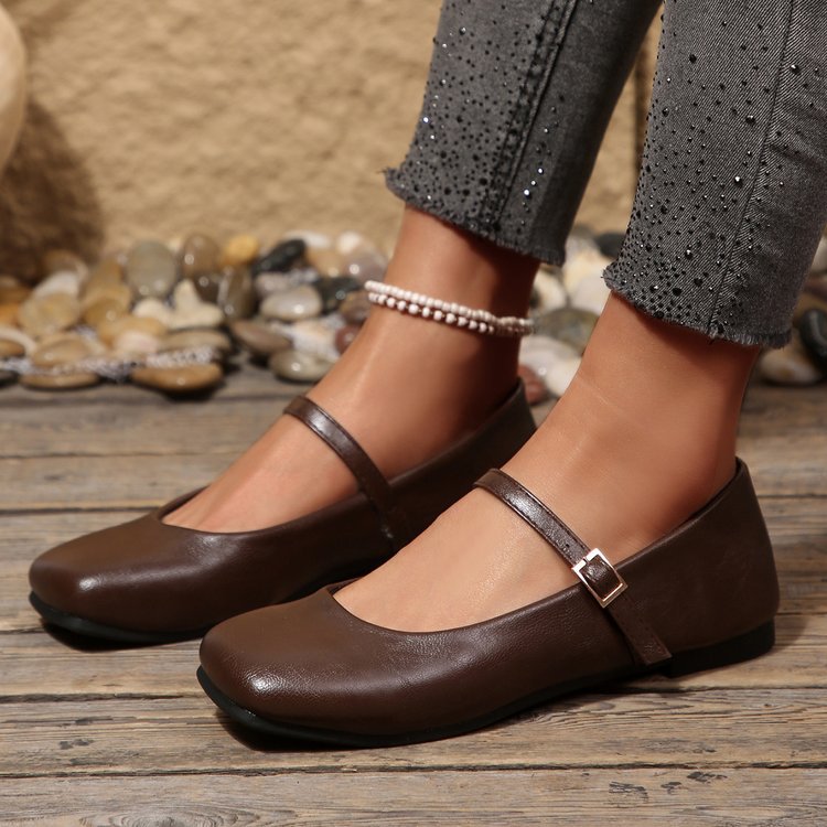 Damen Klassische Ballerinas mit verstellbarem Riemen EB