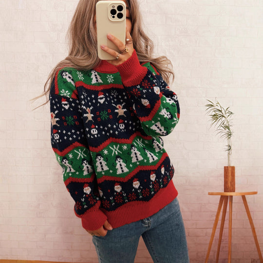 Damen Weihnachtspullover mit fröhlichem Motiv und lässigem Schnitt EB