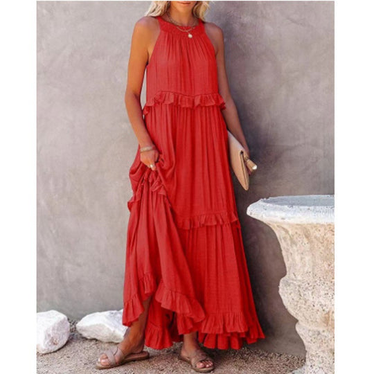 Damen Maxikleid mit voluminösem Rock EB