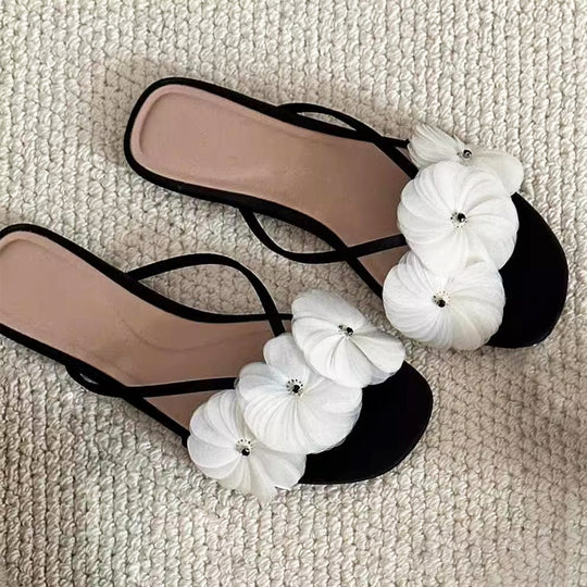 Damen elegante Zehentrenner mit floralen Details EB