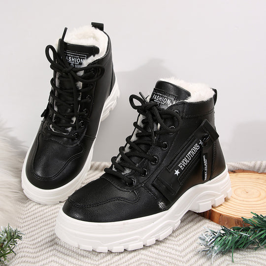 Damen  gefütterte High-Top Sneaker-Boots mit dicker Profilsohle und seitlichem Reißverschluss EB