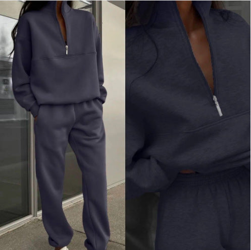 Damen nan weiches Lounge-Set mit weitem Sweatpullover und taillenhoher Jogginghose EB