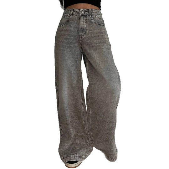 Damen Weit geschnittene High-Waist Jeans mit lässigem Style EB