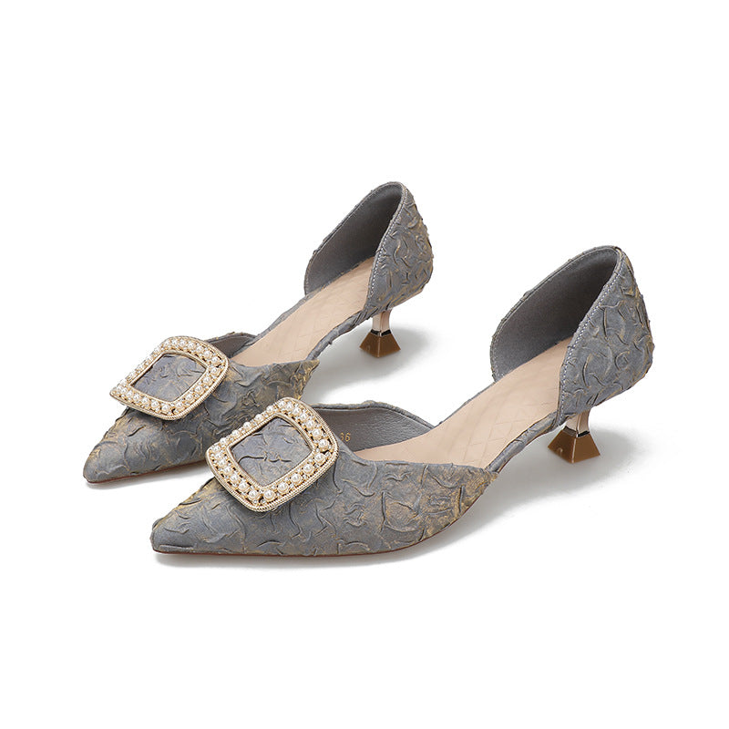 Damen elegante Slingback-Pumps mit funkelndem Schmuckdetail EB