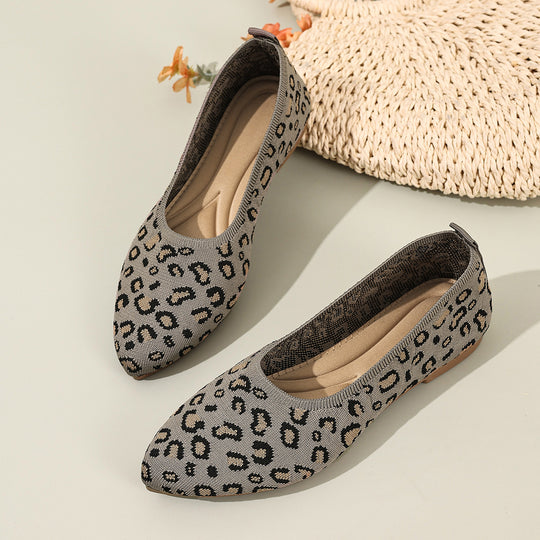 Damen Ballerinas mit elegantem Leopardenmuster und weichem Fußbett EB