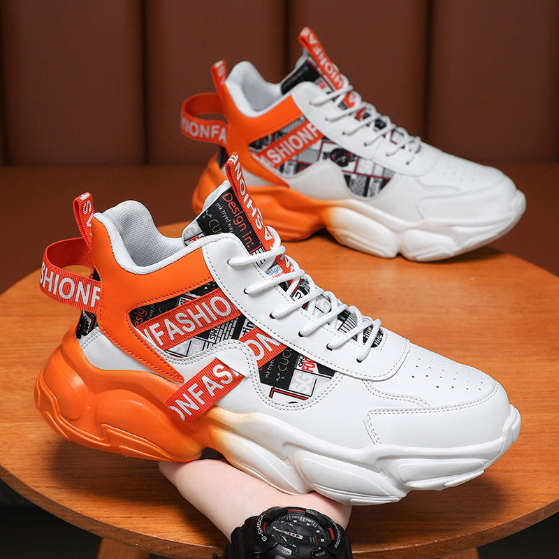 Unisex modische Plateau‑Chunky‑Sneaker mit grafischem Print, verstärkter Fersenlasche und dämpfender Hohlkammersohle EB