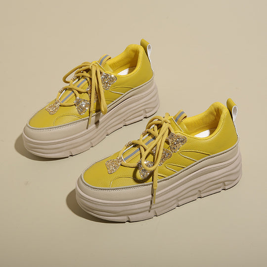 Damen Sportliche Plattform Sneakers mit glitzernden Akzenten EB