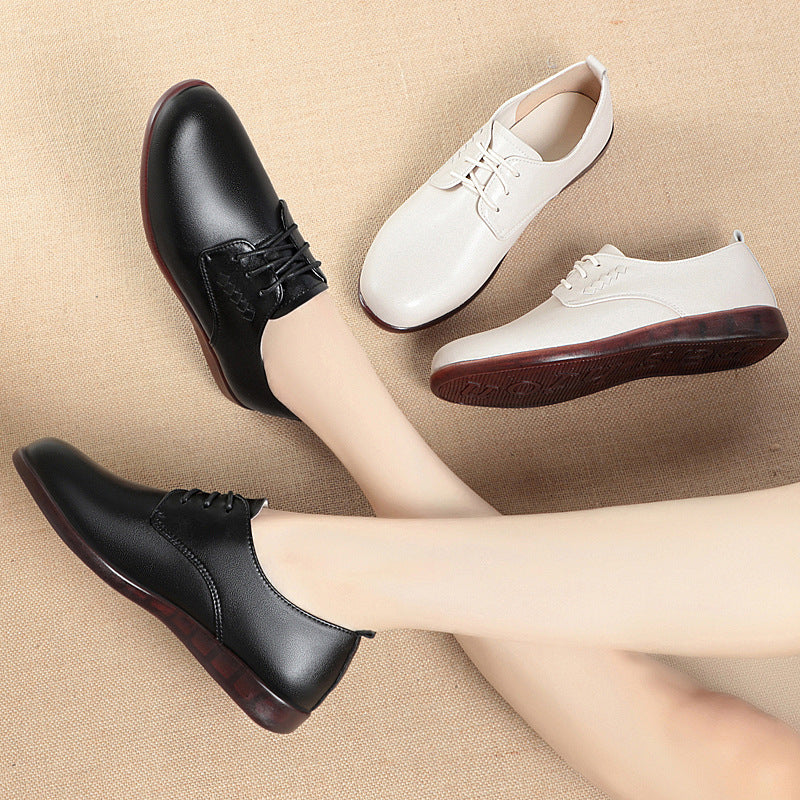 Damen Schnürschuhe mit elegantem Lederober material und bequemer Sohle EB
