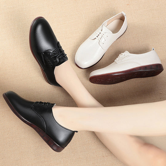 Damen Schnürschuhe mit elegantem Lederober material und bequemer Sohle EB