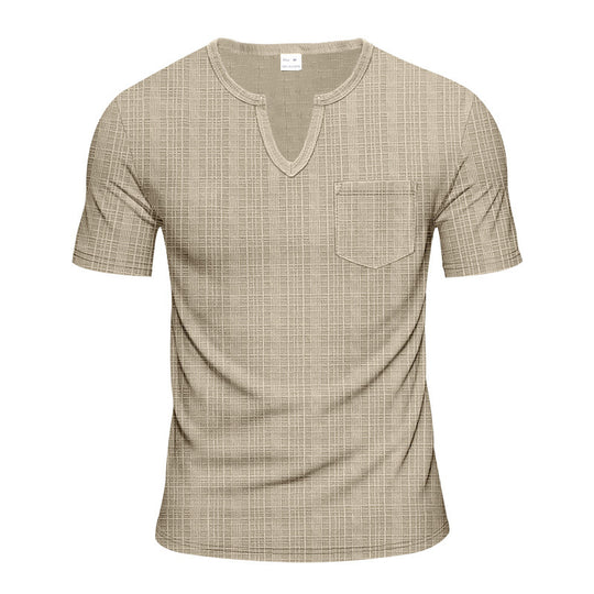 Herren Kurzarm V-Ausschnitt T-Shirt mit Brusttasche EB
