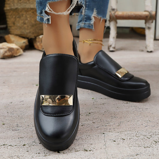 Damen Slip-On Sneakers mit glänzendem Riemen und komfortabler Sohle EB