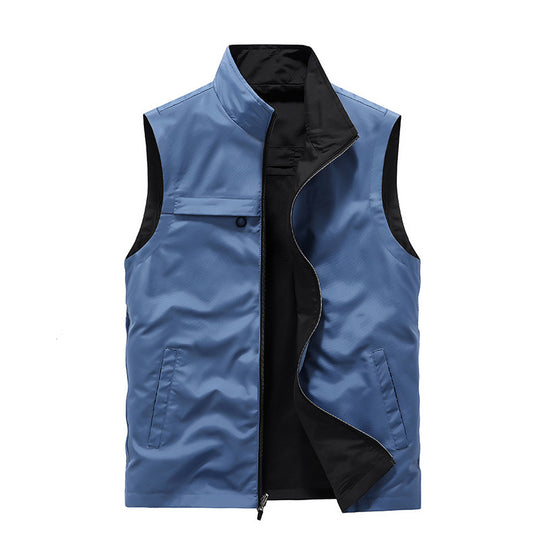 Herren Ärmellose Softshell‑Weste mit Zweiwege‑Reißverschluss und Multifunktions‑Taschen EB
