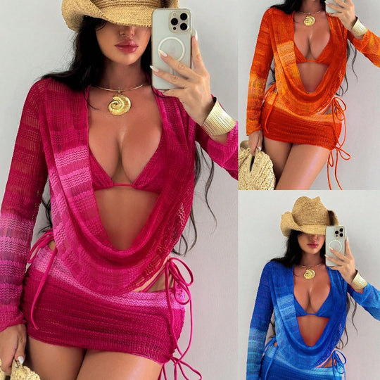 Damen Strandkleid mit modernem Schnitt und verstellbaren Raffung EB