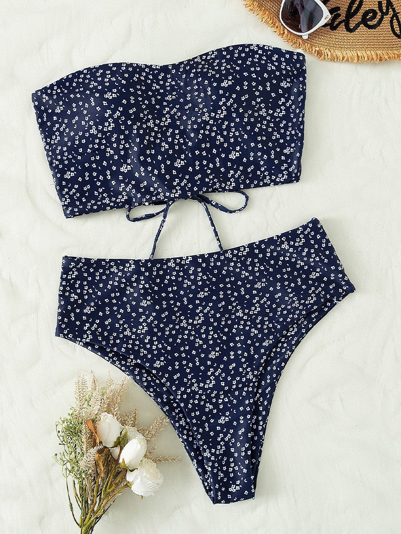 Damen Bandeau-Bikini mit hoher Taille EB