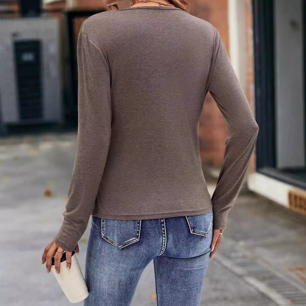 Damen Wickeltop Aus Weichem Jersey mit Figurbetonendem Schnitt EB