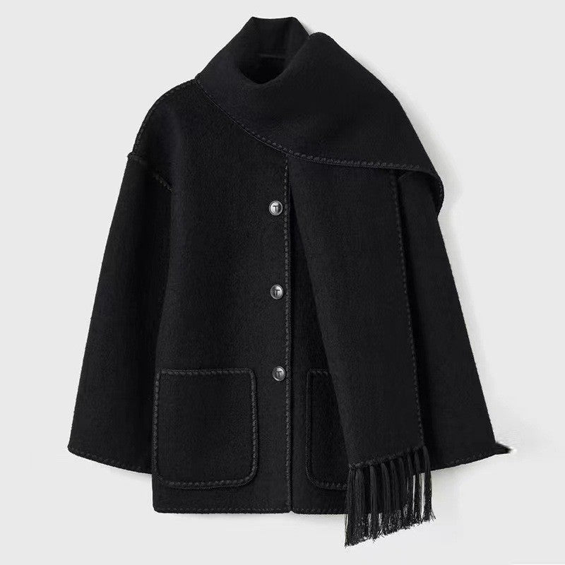 Damen Oversized Strickjacke mit Fransen und Taschen EB