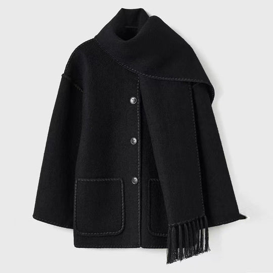 Damen Oversized Strickjacke mit Fransen und Taschen EB