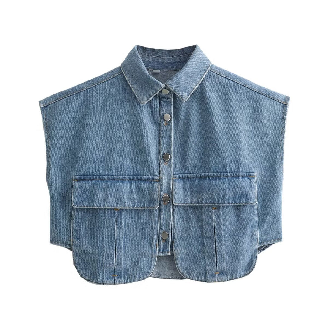 Damen ärmellose Utility-Bluse mit Taschen EB