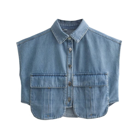 Damen ärmellose Utility-Bluse mit Taschen EB
