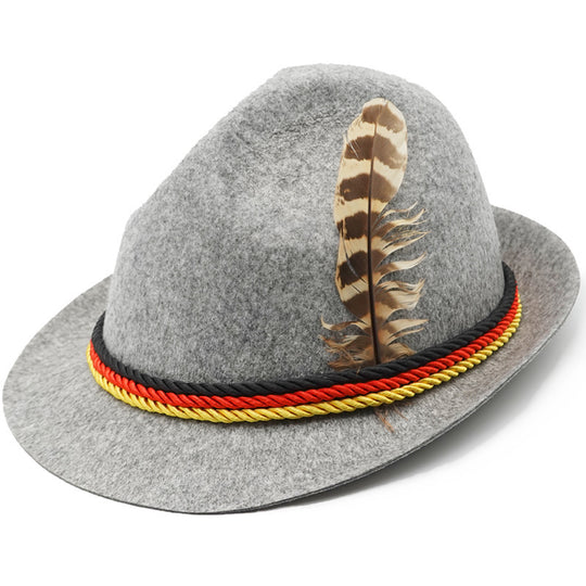 Herren nan traditioneller Trachten Filzhut mit Feder und Zierkordel EB