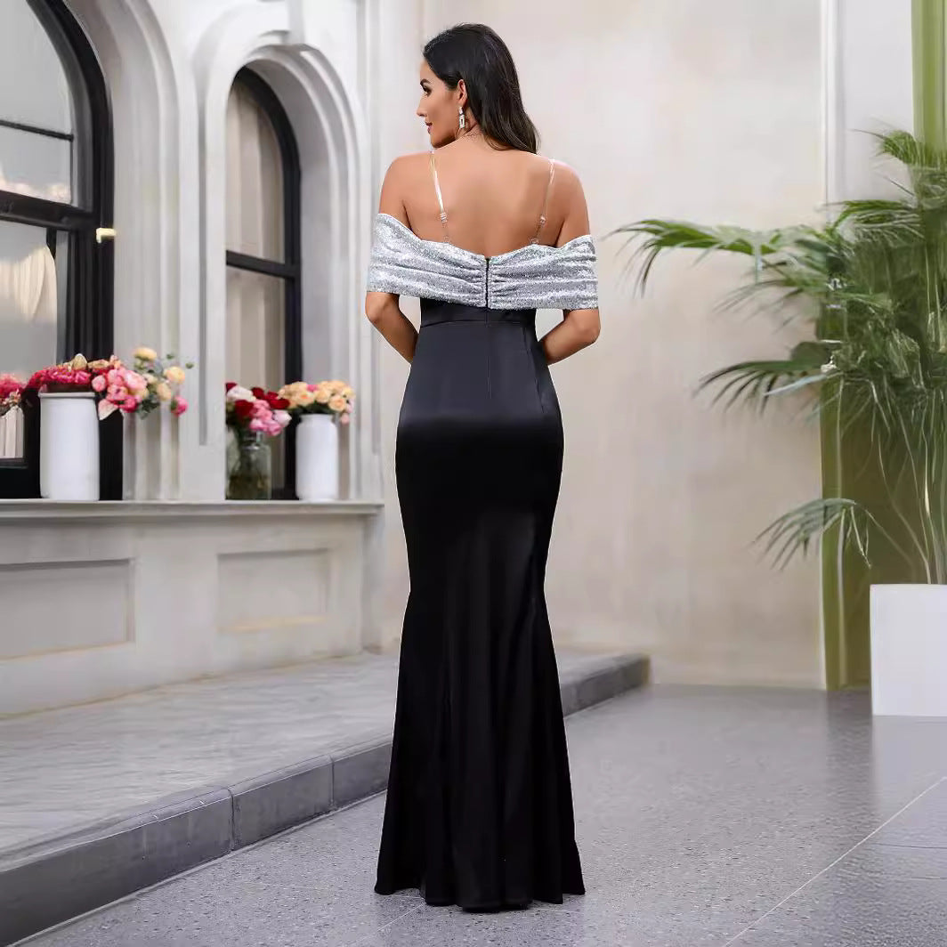 Damen Elegantes Abendkleid mit schimmerndem Trägerdesign EB