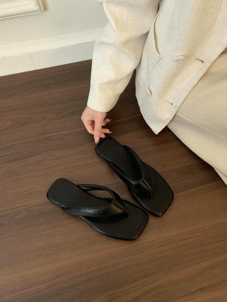 Damen modische Zehentrenner-Pantoletten mit ergonomischem Fußbett und elegantem Design EB