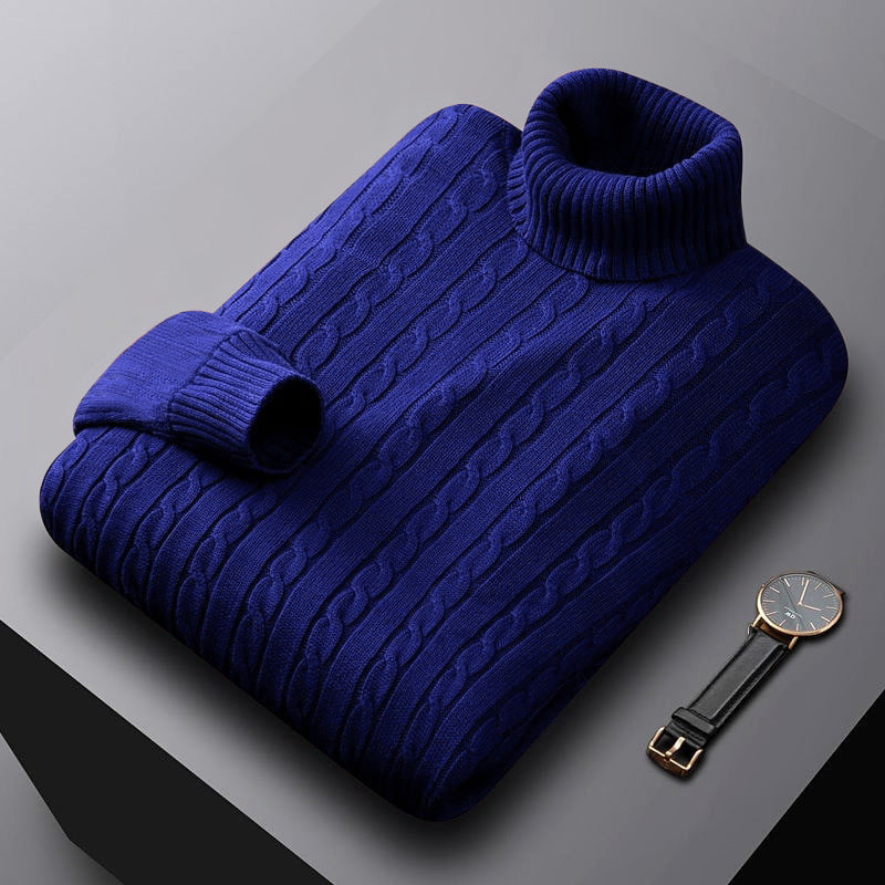 Herren nan grob gestrickter Rollkragenpullover mit Zopfmuster und wärmender Strickstruktur EB